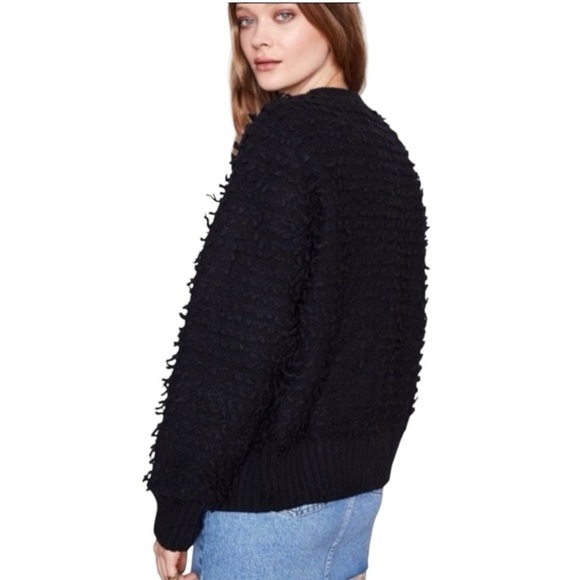 Anine Bing Black Wool Blend Bauble 3D Textured Zipper Front Jacket Coat Womens S - Picture 2 of 16